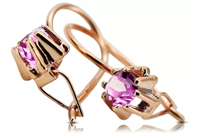 Original Vintage 14K Rose Gold Amethyst Earrings Vintage vec053r